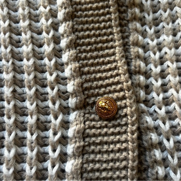 Textured V-Neck Knit Cardigan in Beige - Picture 3 of 3